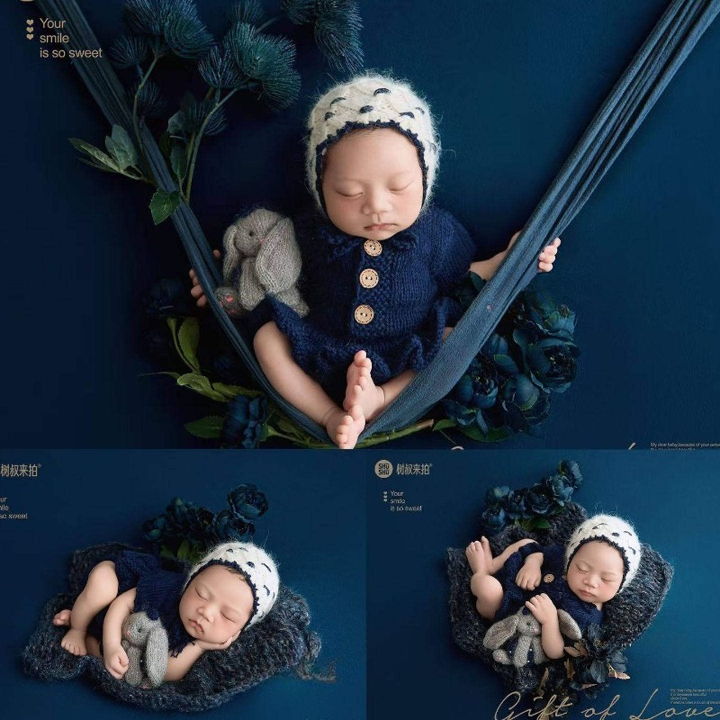 Photography Dark Cloth - Newborn Photography Props Vintage Handmade Knitted