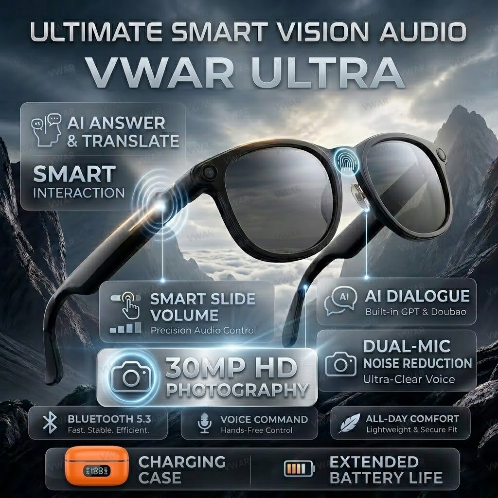 Photography Translate - VWAR Smart Glasses with 3600mAh Charging