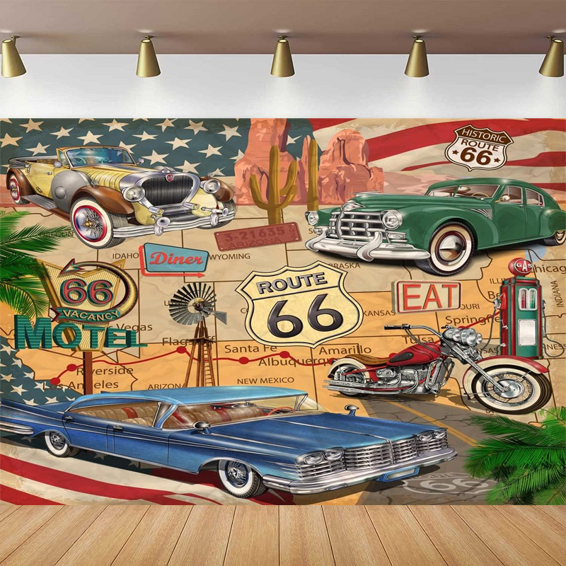 Photography Roadmap - Vintage Route 66 Photography Backdrop Comic