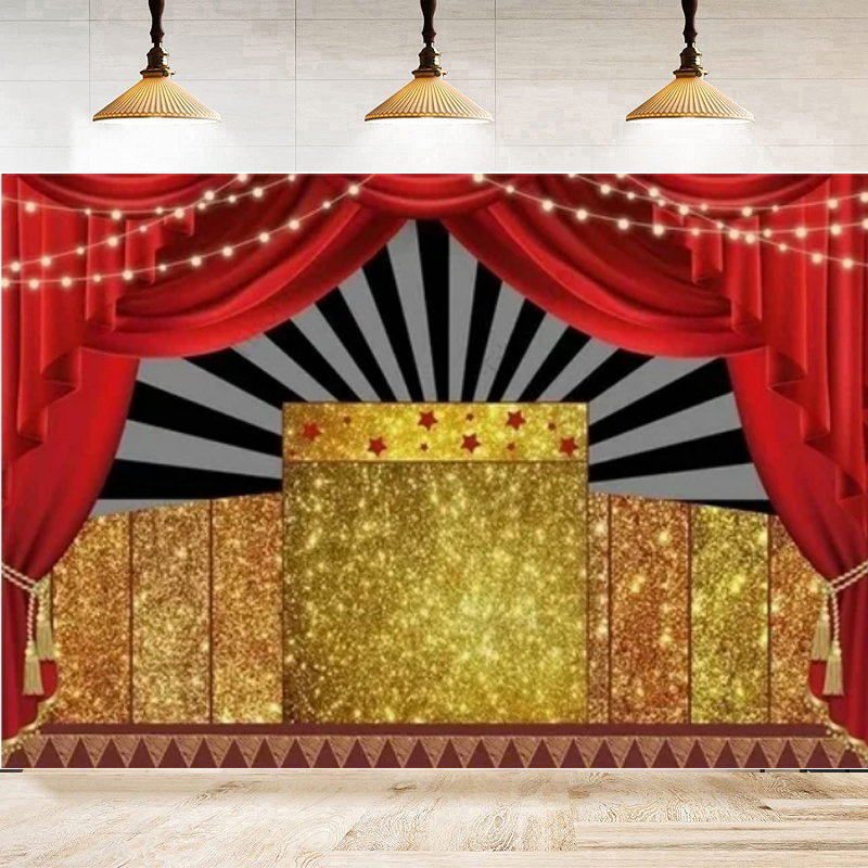 Photography Awards - Golden Glitter Red Curtain Photography Backdrop