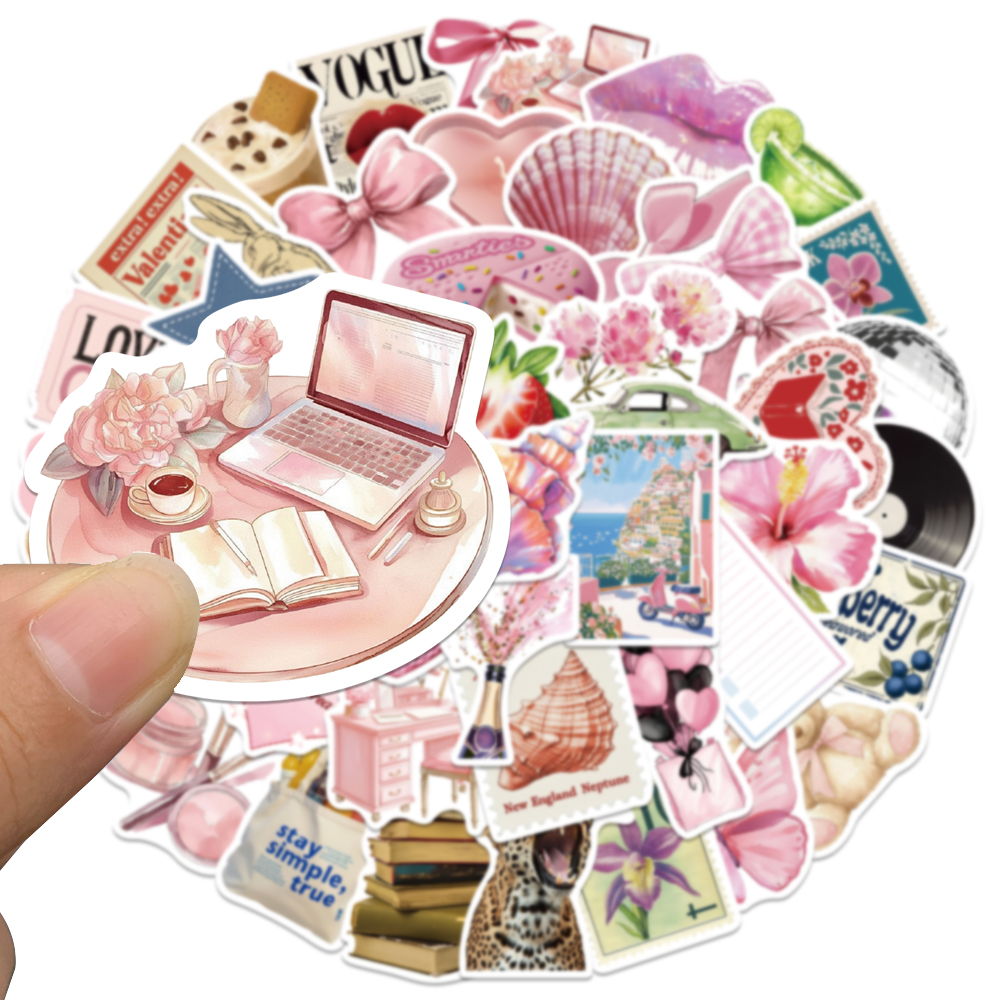 50pcs Pink Bow Sticker Fashion - Photography Magazine reseña y precio