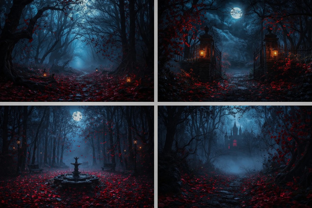 Dark Forest Moonlight Red Leav - Photography Dark Cloth reseña y precio