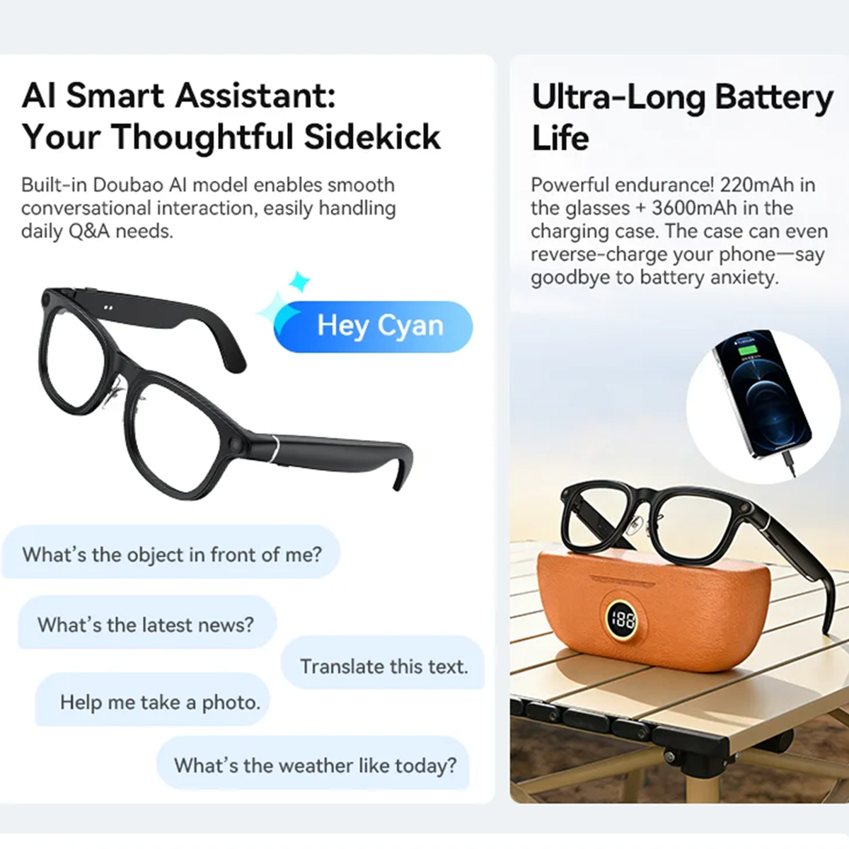VWAR Smart Glasses with 3600mA - Photography Translate reseña y precio