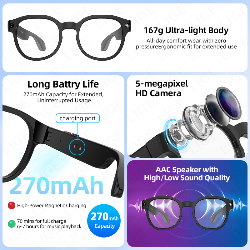 LIGE Smart Sunglasses Men with - Photography Translate reseña y precio