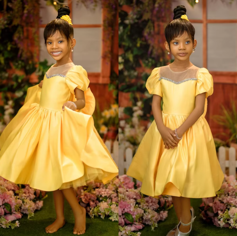 Flower Girl Dress Satin Knee-l - Photography Solo reseña y precio