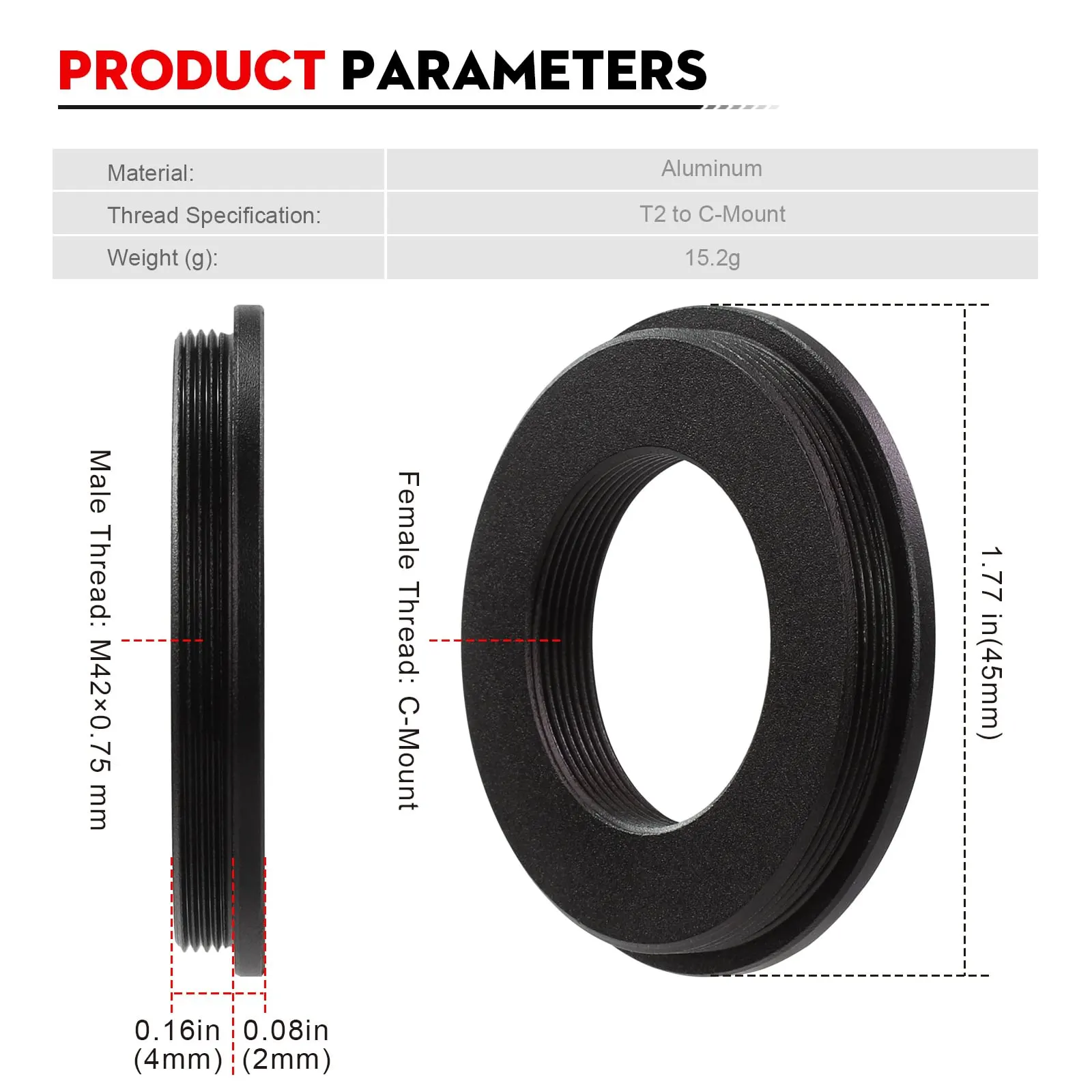 Datyson M42x0.75 Male to C/CS  - Lens Adapter Ring reseña y precio