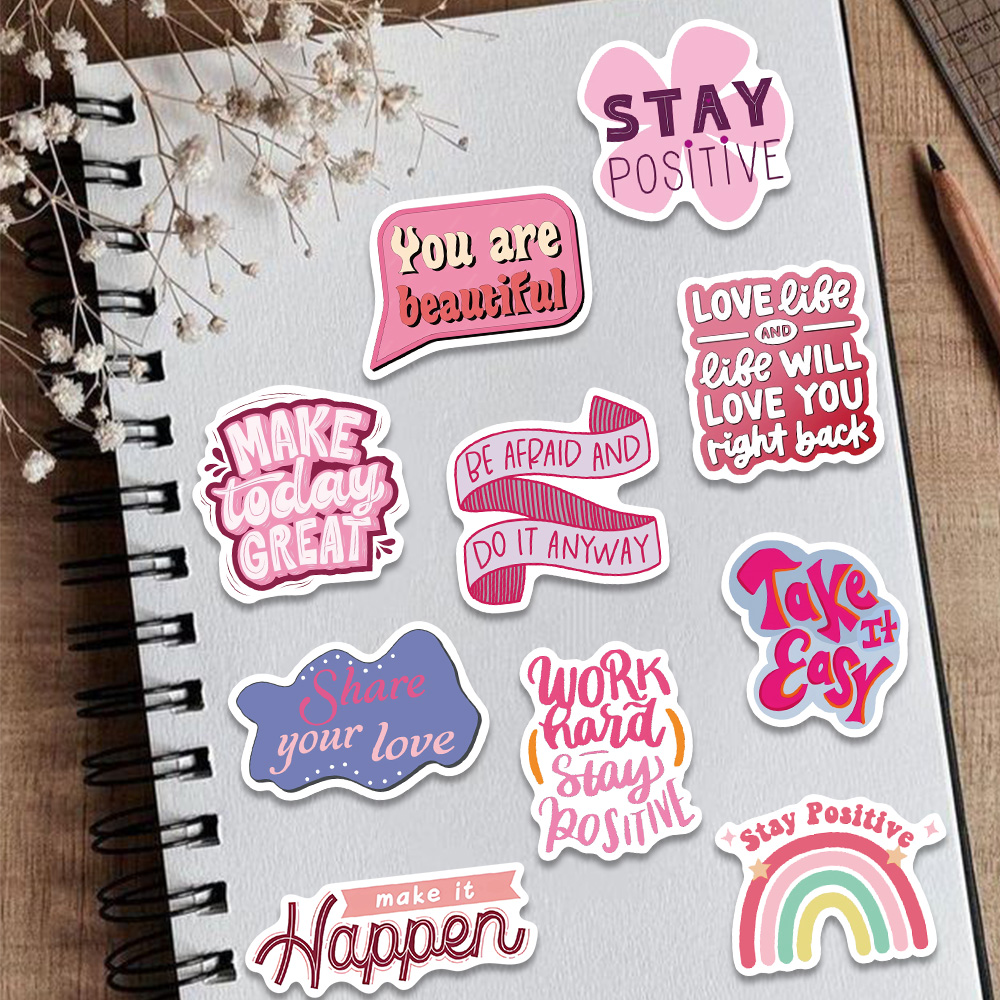 50pcs Pink Inspirational Phras - Photography Magazine reseña y precio